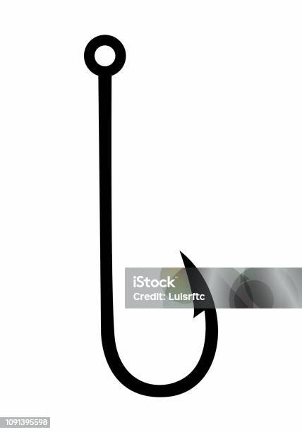 Fish Hook Dark Silhouette Stock Illustration - Download Image Now - Fishing Hook, Vector, Icon