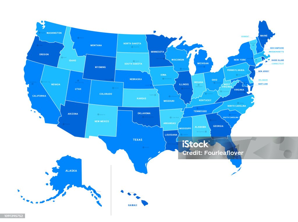 지역 미국의 상세한 지도입니다. 아메리카 합중국 - 로열티 프리 미국 벡터 아트