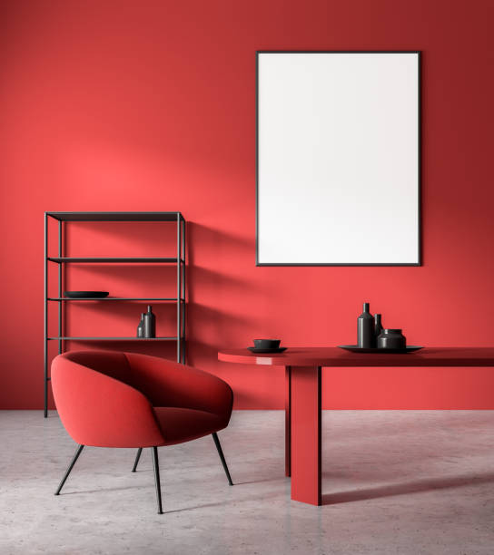 istock Red home office interior, poster 1091400058
