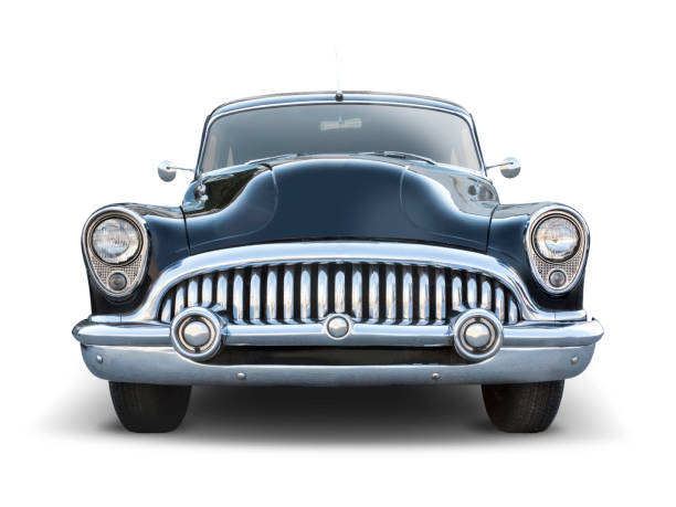 Classic American car Black classic american car front view isolated on white backround vintage car stock pictures, royalty-free photos & images