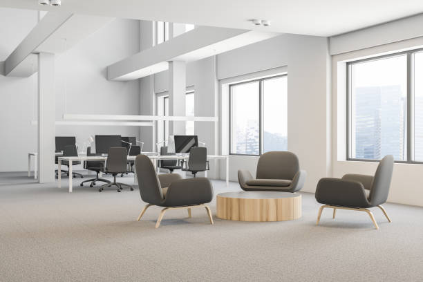 istock Gray armchair office waiting area 1091403742