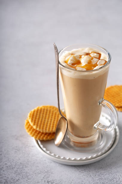 istock Caramel coffee latte in a tall glass 1091404722