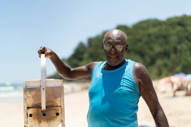 istock Man Selling curd cheese on the beach 1091413390