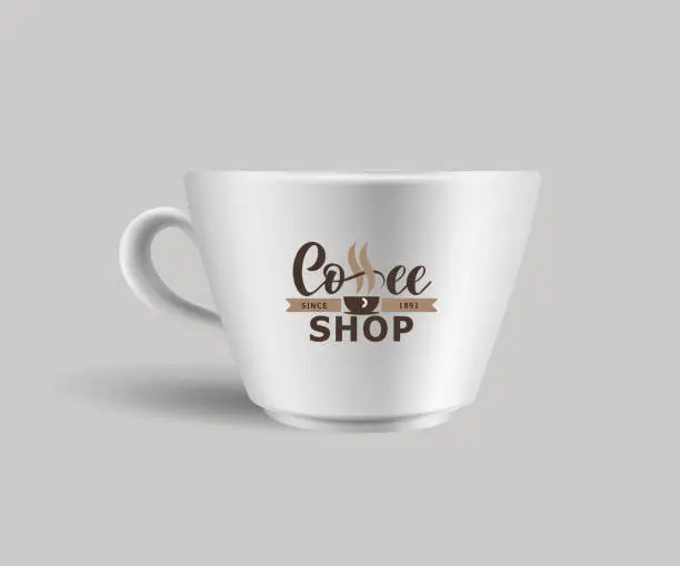 Vector illustration of Corporate identity coffee. Template of ceramic dishes, cup for drinks.