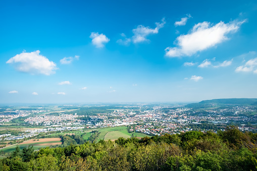 View to the German town Aalen in Summer