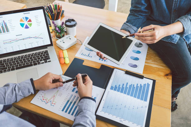 istock Professional Business casual partner discussing ideas plan and presentation project at meeting working and analysis at workspace office, financial and investment concept 1091423670