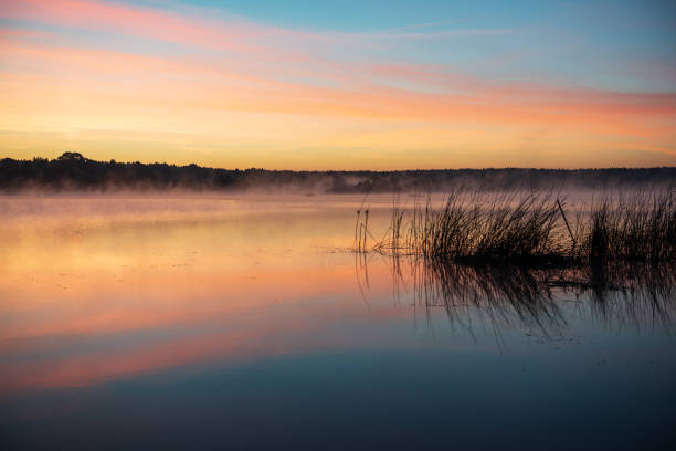 istock colorful misty sunset on the river in summer 1091430610