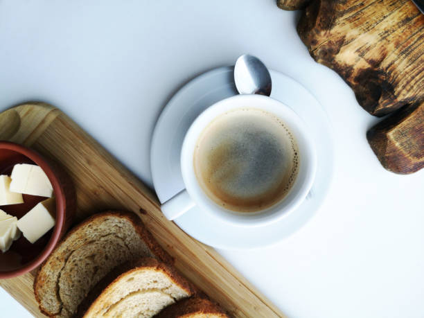 istock Delicious breakfast: coffee, croutons, scrambled eggs in a pan. Country Food 1091434014