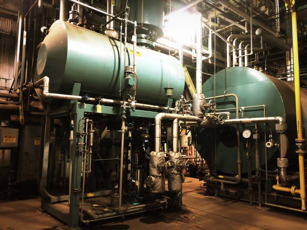 small aux boiler - boiler power station gas boiler industrial boiler imagens e fotografias de stock