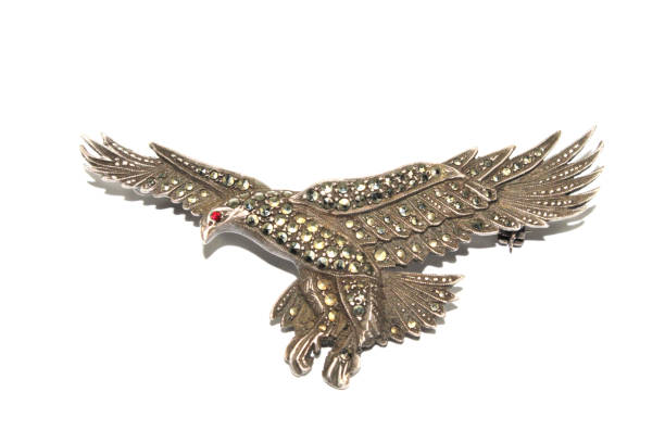 istock Vintage Antique Silver Diamond Brooch on White Background 1091439850