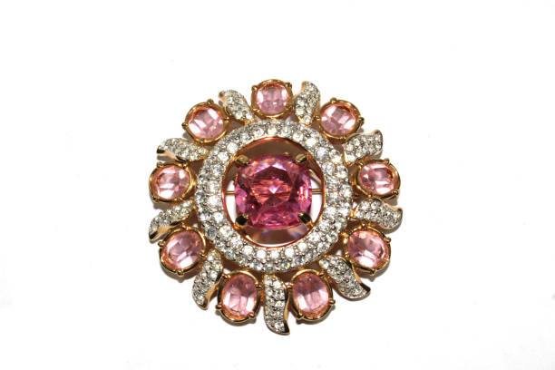 istock Vintage Antique Silver Diamond Brooch on White Background 1091439916