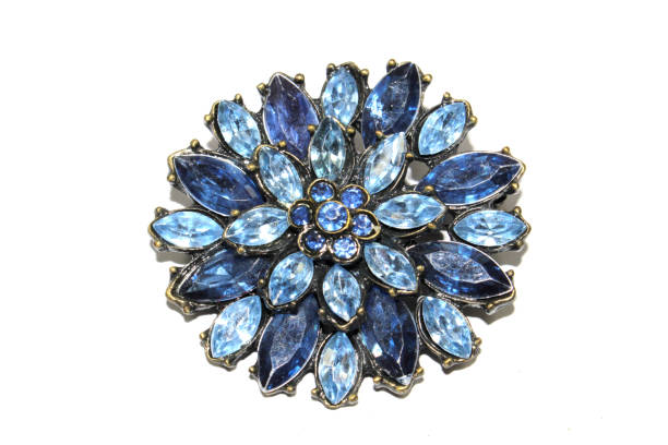 istock Vintage Antique Silver Diamond Brooch on White Background 1091439928