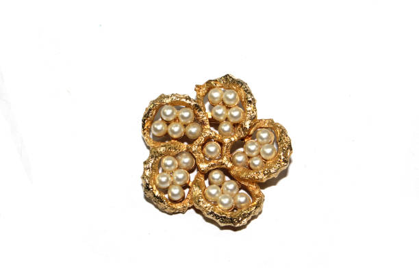 istock Vintage Antique Silver Diamond Brooch on White Background 1091440004