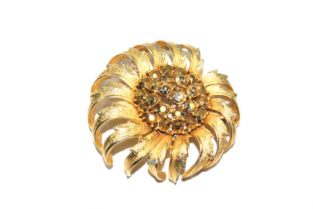 istock Vintage Antique Silver Diamond Brooch on White Background 1091440010