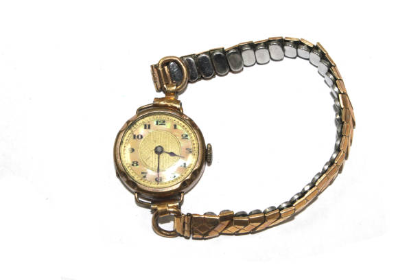 istock Vintage Ladies Watch Gold on White Background 1091441076