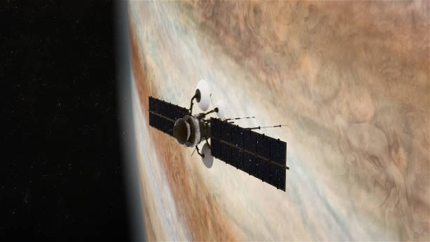 istock Space Research. Satellite orbiting near Jupiter 1091446250
