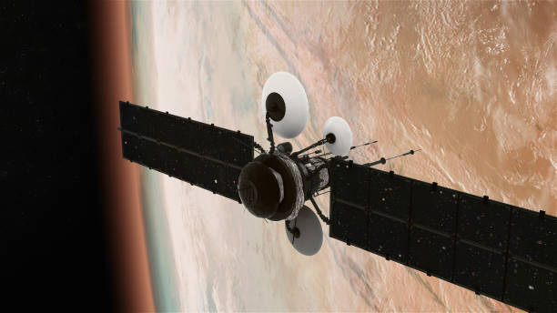 istock Space Research. Satellite orbiting near Mars 1091446330
