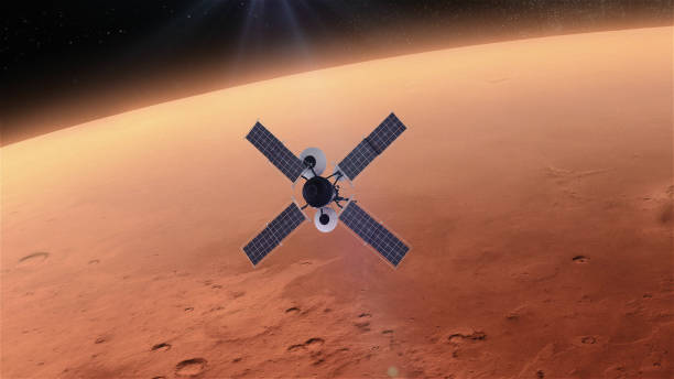 istock Space Research. Satellite orbiting near Mars 1091446374