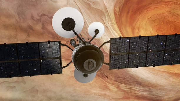 istock Space Research. Satellite orbiting near Jupiter 1091446422