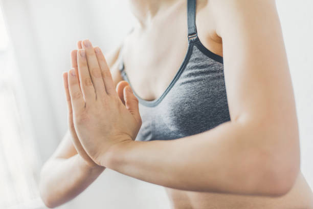 istock Young woman making yoga workout 1091448872