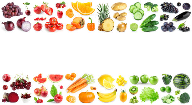 istock Color fruits and vegetables on white 1091449718