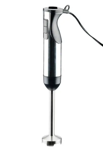 Black plastick electrical blander with foot isolated on the white background