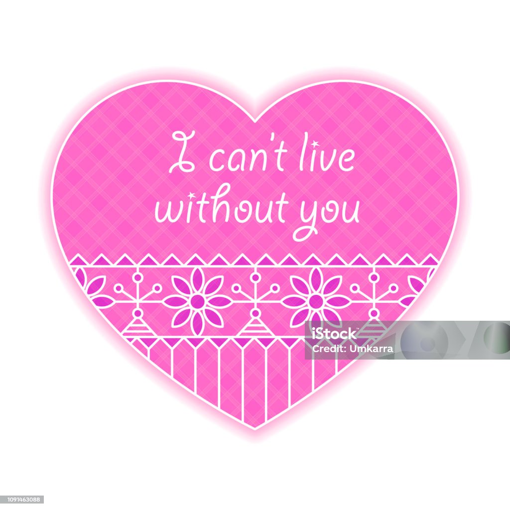 Sticker Valentine Pink Heart With Lace Inserts And The Inscription ...