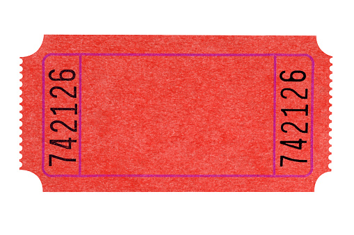 Blank red theater ticket isolated on white