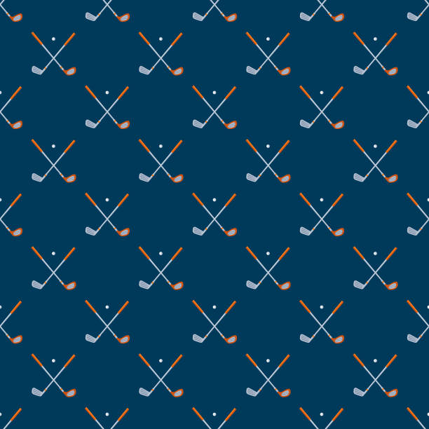 Golf Father's Day Seamless Pattern A seamless pattern created from a single flat design icon, which can be tiled on all sides. File is built in the CMYK color space for optimal printing and can easily be converted to RGB. No gradients or transparencies used, the shapes have been placed into a clipping mask. golf patterns stock illustrations