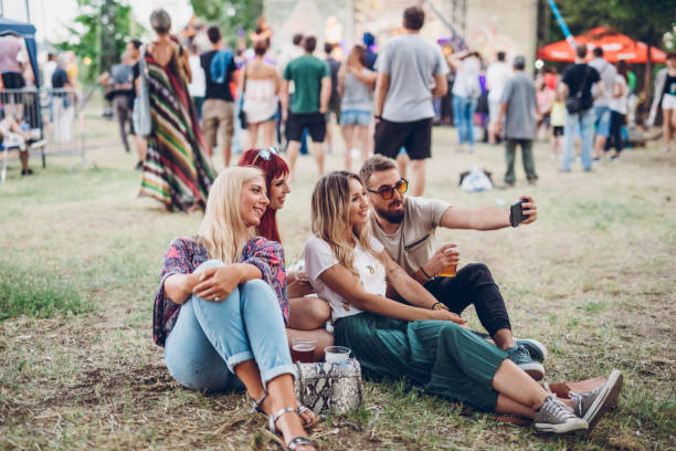 istock Making selfies on a music festival 1091469074