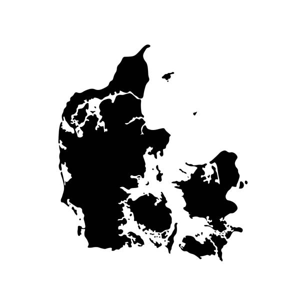 istock Vector isolated simplified illustration icon with black silhouette of Denmark map 1091469500