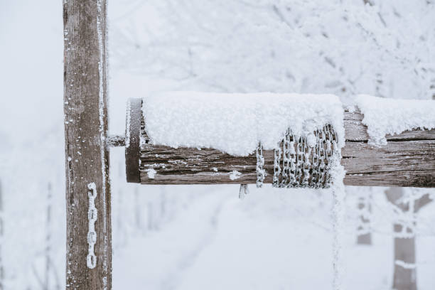 Frozen chain on the old well Frozen chain on the old well thomas wells stock pictures, royalty-free photos & images