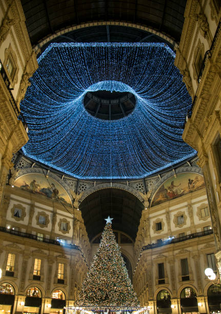 Christmas tree in Vittorio Emanuele II Galleria, Milan, Italy