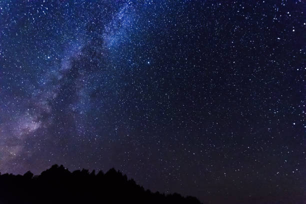 istock Starry sky, milky way, beautiful landscape, night time, Belarus. 1091475516