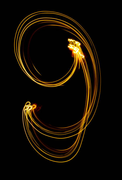 istock number 9, made of red tracer. burning numbers. 1091478638