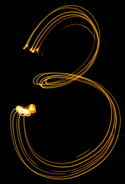 istock number 3, made of red tracer. burning numbers. 1091479744