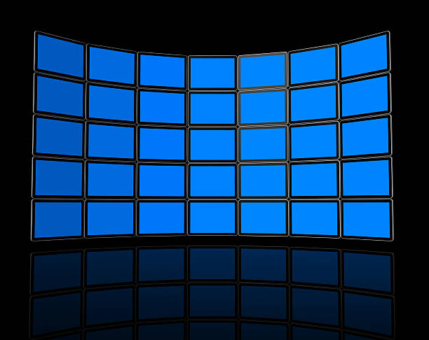wall of flat tv screens - 3d wall panel 個照片及圖片檔