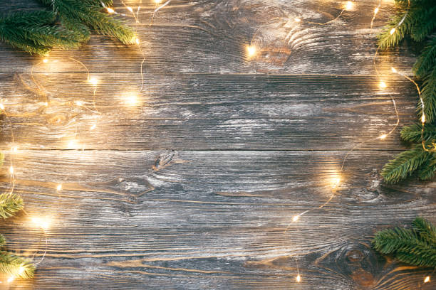 istock Christmas wooden background with copy space. 1091480632