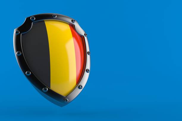 protective shield with belgian flag - belgium belgian flag flag shield imagens e fotografias de stock