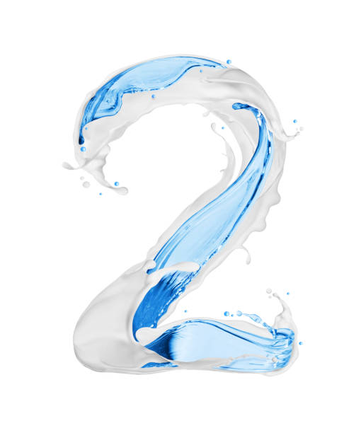 istock Number 2 made with milk and water splashes on white background 1091483040