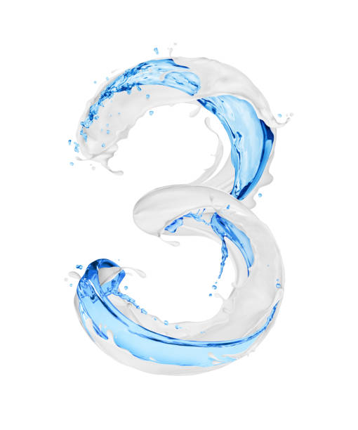 istock Number 3 made with milk and water splashes on white background 1091483048