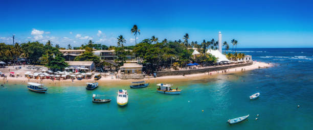 istock wide panoramic view on coast of Praia do Forte 1091486350