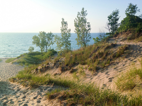 Sand Dunes State Park in Indiana on the southern coast of Lake Michigan