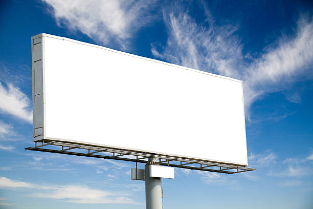 Blank billboard on blue sky stock photo