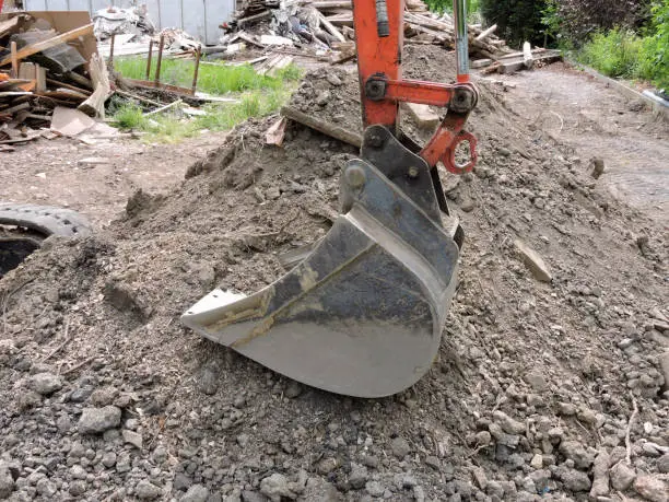 excavator shovel on a construction site