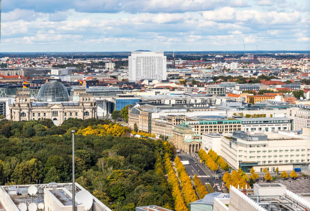 Bundestag building and Brandenburg Gate in Berlin, Germany