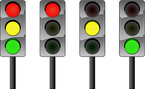 Vector illustration of traffic light set