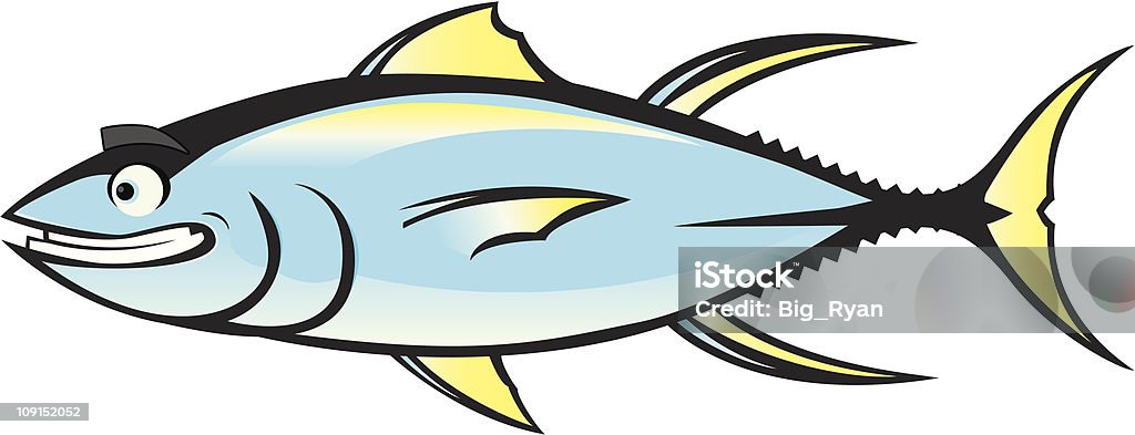 Szczęśliwy tuńczyka błękitnopłetwego - Grafika wektorowa royalty-free (Antropomorficzna buźka)