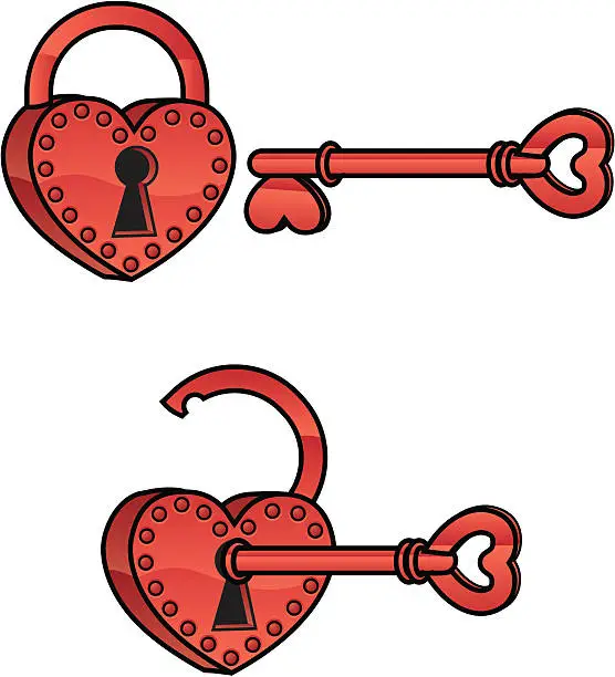 Vector illustration of heart lock