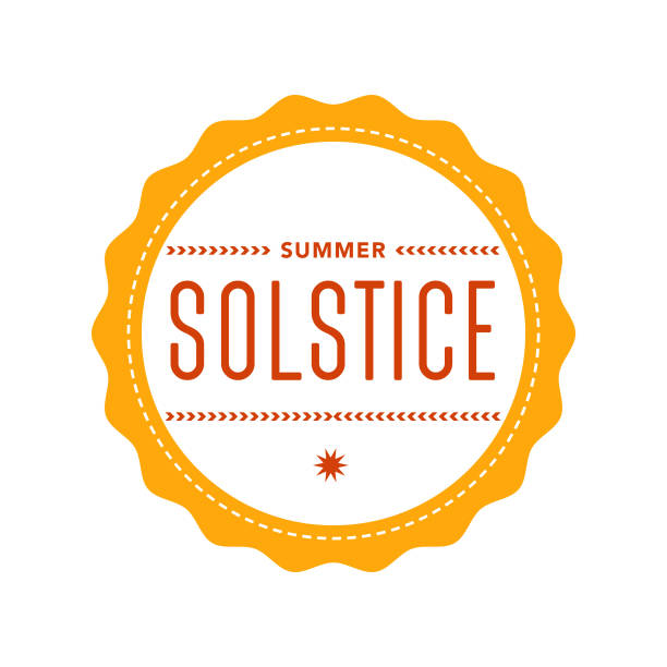 Summer Solstice An event label isolated on a transparent background. Color swatches are global for quick and easy color changes throughout the file. The color space is CMYK for optimal printing and can easily be converted to RGB for screen use. summer solstice stock illustrations